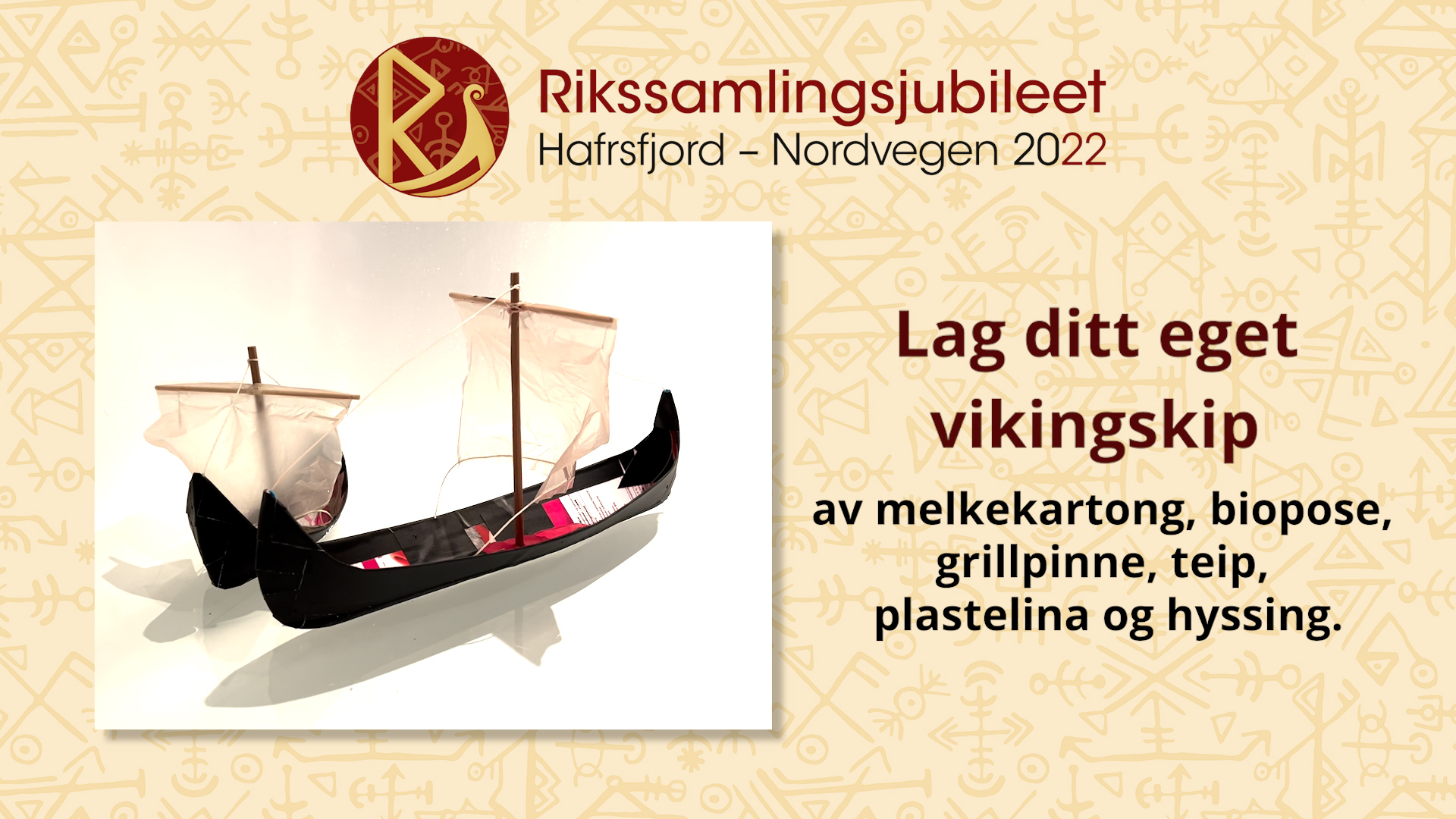 Lag ditt eget vikingskip Bilde av vikingskip laget av melkekartong